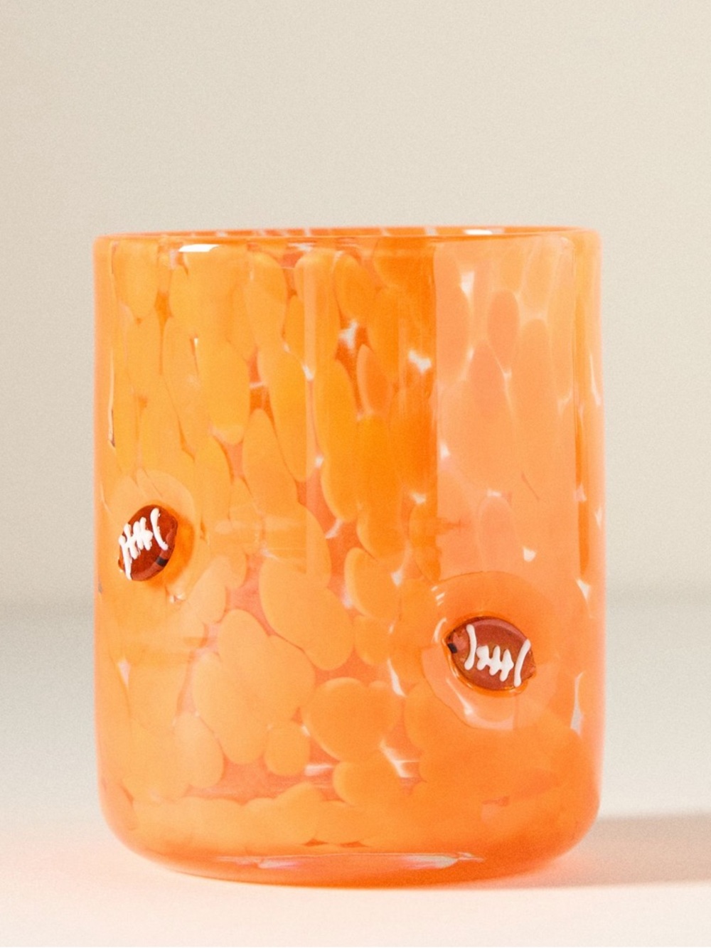 Anthropologie The Sports Icon Juice Glass, Orange with Football Icon, 17.25 oz